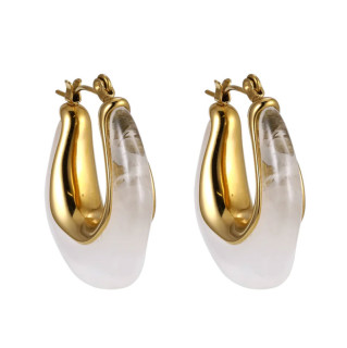 Moderné oceľové náušnice MESS45 - White