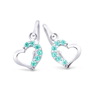 Detské náušnice z bieleho zlata srdiečka C2757B-Mint Green