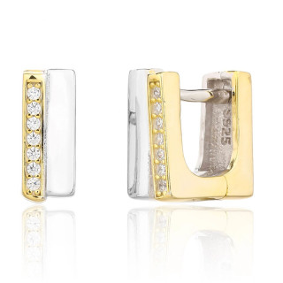 Štýlové strieborné pozlátené náušnice so zirkónmi 3137500001