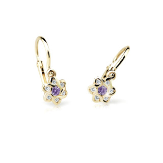 Detské náušnice zlate Cutie Jewellery C2149Z-Ametyst