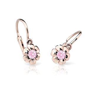 Zlaté detské náušnice C2151R-pink