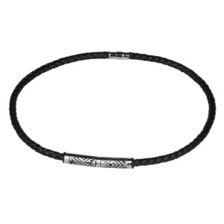 Kožený náhrdelník pre mužov NSS295BK