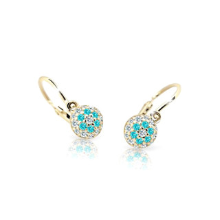 Náušnice pre bábätko zo žltého zlata Cutie Jewellery C2150Z-Mint Green