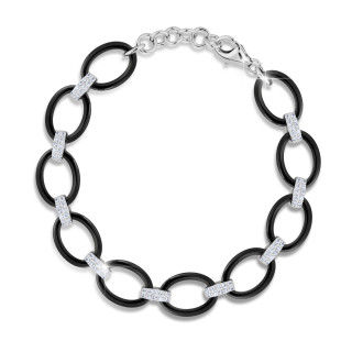 Elegantný náramok zo striebra a keramiky Cerafi BELLEZA NERA 423