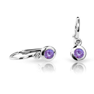 Detské náušnice Cutie Jewellery C1537B Ametyst -Biele zlato 585/000