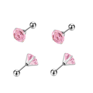 Náušnice so zirkónmi kôstky z chirurgickej ocele WJHE1244-Pink