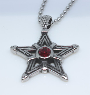 Oceľový prívesok pentagram + retiazka WJHP008