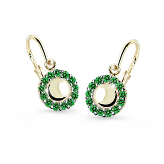 Zlaté náušnice pre bábätko Cutie Jewellery C2750Z Zelená