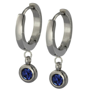 Kruhové náušnice z chirurgickej ocele so zirkónom ESS651 - Sapphire