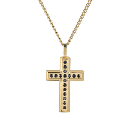 Prívesok z chirurgickej ocele krížik s kamienkami + retiazka PSS1245ST