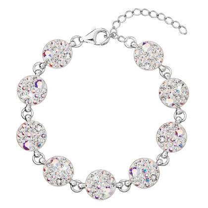 Strieborný náramok so Swarovski krištálmi ab efekt 33048.2