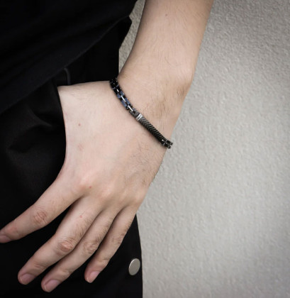 Náramok z chirurgickej ocele a keramiky CBS38