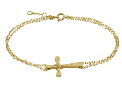 Pozlátený náramok krížik z chirurgickej ocele BSS778