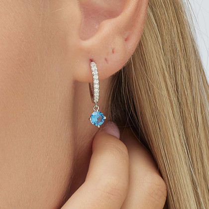 Náušnice striebro so zirkónmi Brosway Fancy Freedom Blue FFB82