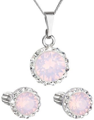 Strieborná súprava šperkov sa Swarovski elements 39352.7 Ružový opál