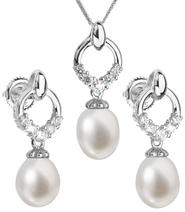 Súprava perlových strieborných šperkov 29015.1