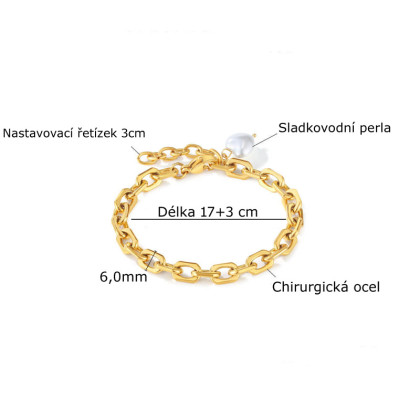 Náramok z chirurgickej ocele s perlou SEGS1323