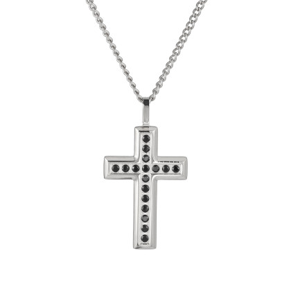 Prívesok z chirurgickej ocele krížik s kamienkami + retiazka PSS1245ST