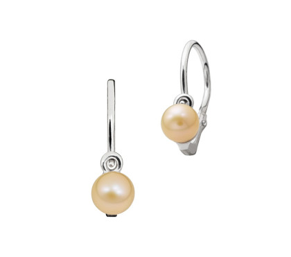 Zlaté náušnice pre novorodenca s perlou 335-0299