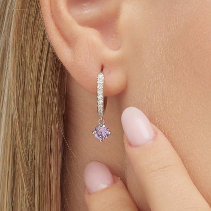 Strieborná náušnice so zirkónmi Brosway Fancy Magic Purple FMP87