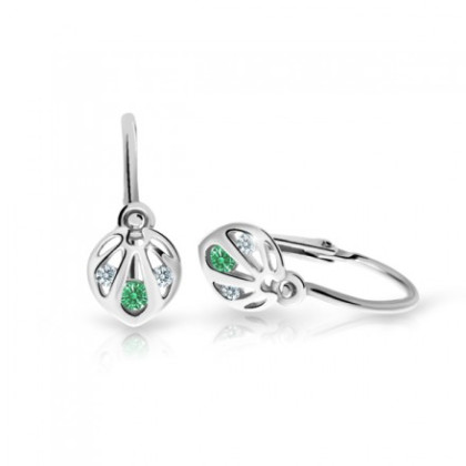 Detské naušničky z bieleho zlata Cutie Jewellery C2265B-Emerald Green