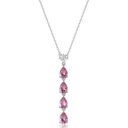 Strieborný náhrdelník so zirkónmi Fancy Tender Pink FTP04
