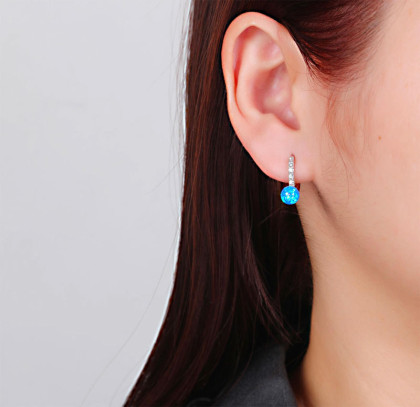 Strieborné náušnice s opálom a zirkónmi 313651001