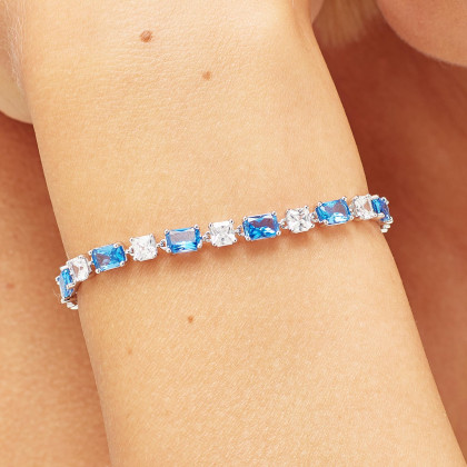 Strieborný náramok so zirkónmi Brosway Fancy Freedom Blue FFB16