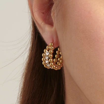 Dámske oceľové náušnice so zirkónmi zlaté Brosway BPC25