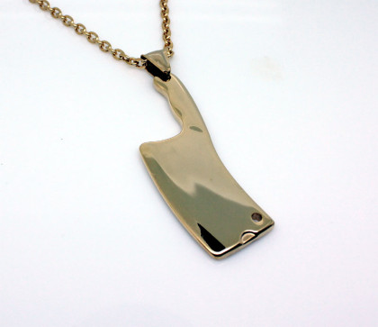 Zlatý prívesok z chirurgickej ocele sekáčik na mäso WJHC98GD