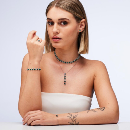 Dámsky strieborný náhrdelník Brosway Fancy Life Green FLG136