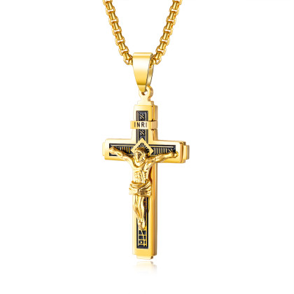 Oceľový náhrdelník kríž SEGX1626