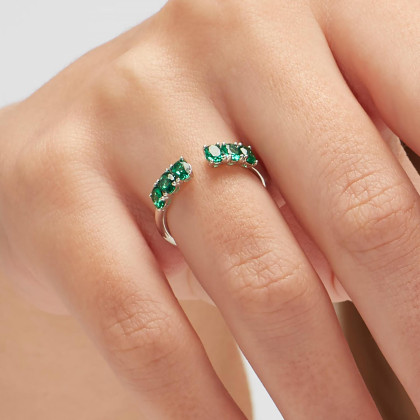 Strieborný prsteň so zirkónmi Brosway Fancy Life Green FLG10