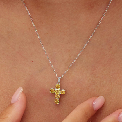 Prívesok krížik streibro so zirkónmi Brosway Fancy Energy Yellow FEY03