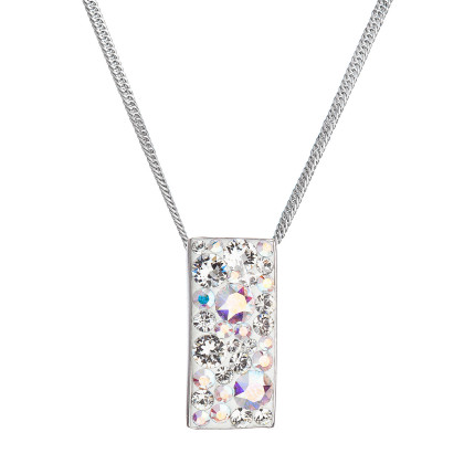 Strieborný náhrdelník so Swarovski kryštálmi obdĺžnik 32074.2 ab efekt