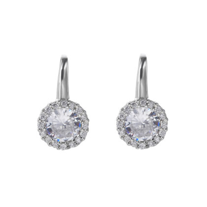 Elegantné strieborné náušnice so zirkónmi 306988008