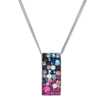 Strieborný náhrdelník so Swarovski kryštálmi obdĺžnik 32074.4 galaxy