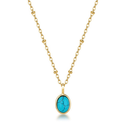 Pozlátený náhrdelník z chirurgickej ocele s tyrkysom Brosway ESSENTIAL BNL132