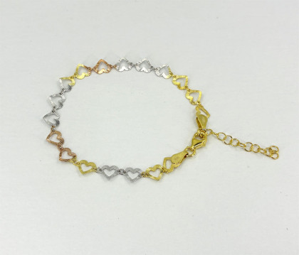 Strieborný pozlátený náramok srdiečka 3131720001