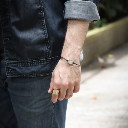 Minimalistický pánsky náramok z kože a ocele BSS870GD