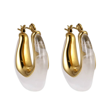 Moderné oceľové náušnice MESS45 - White