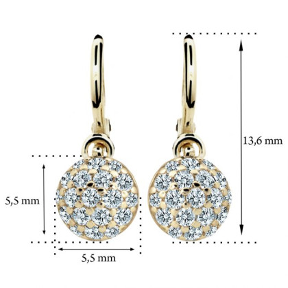 Náušnice pre bábätko zo žltého zlata Cutie Jewellery C2150Z-Rozmery