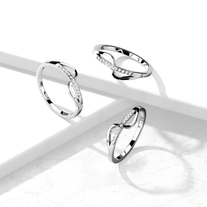 Oceľový prsteň s kamienkami 7755S