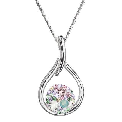 Strieborný náhrdelník so Swarovski kryštálmi kvapka 32075.3 sakura