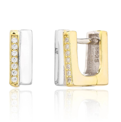 Štýlové strieborné pozlátené náušnice so zirkónmi 3137500001