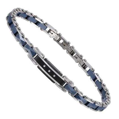 Náramok z chirurgickej ocele a keramiky CBS31 - Navy Blue