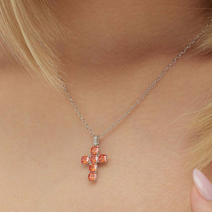 Strieborný prívesok krížik Brosway Fancy Orange FVO03