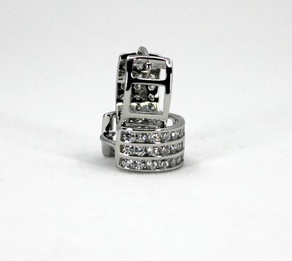 Strieborné náušnice krúžky so zirkónmi 307329002