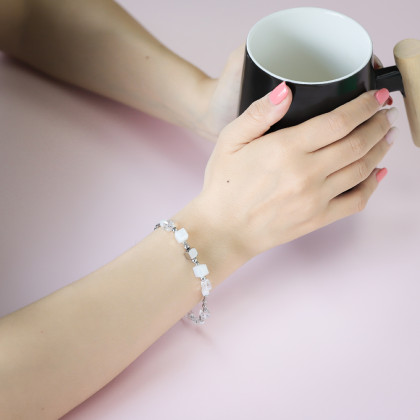 Náramok zo sklenených korálikov a ocele BSS814WH