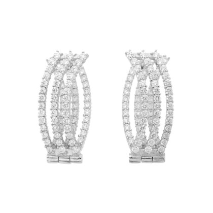 Elegantné strieborné náušnice so zirkónmi 305107007